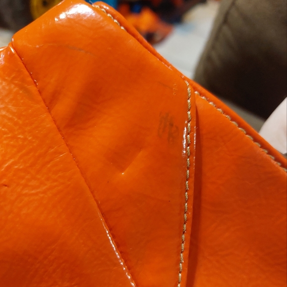 Vintage Orange Faux Leather & Rhinestone Clutch - Picture 8 of 13